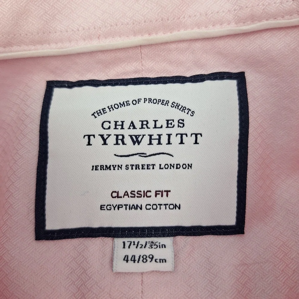 Charles Tyrwhitt Dress Shirt Mens 17.5‎ 35 Pink Classic Fit Egyptian Cotton Luxe